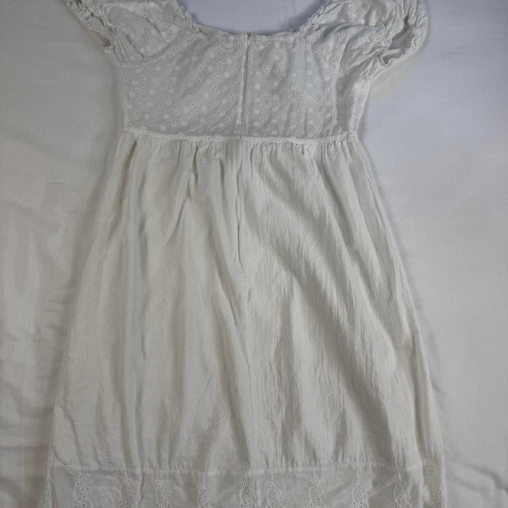 Unbranded White Eyelet Milkmaid Cotton Midi Dress Women L/XL Cottagecore Boho